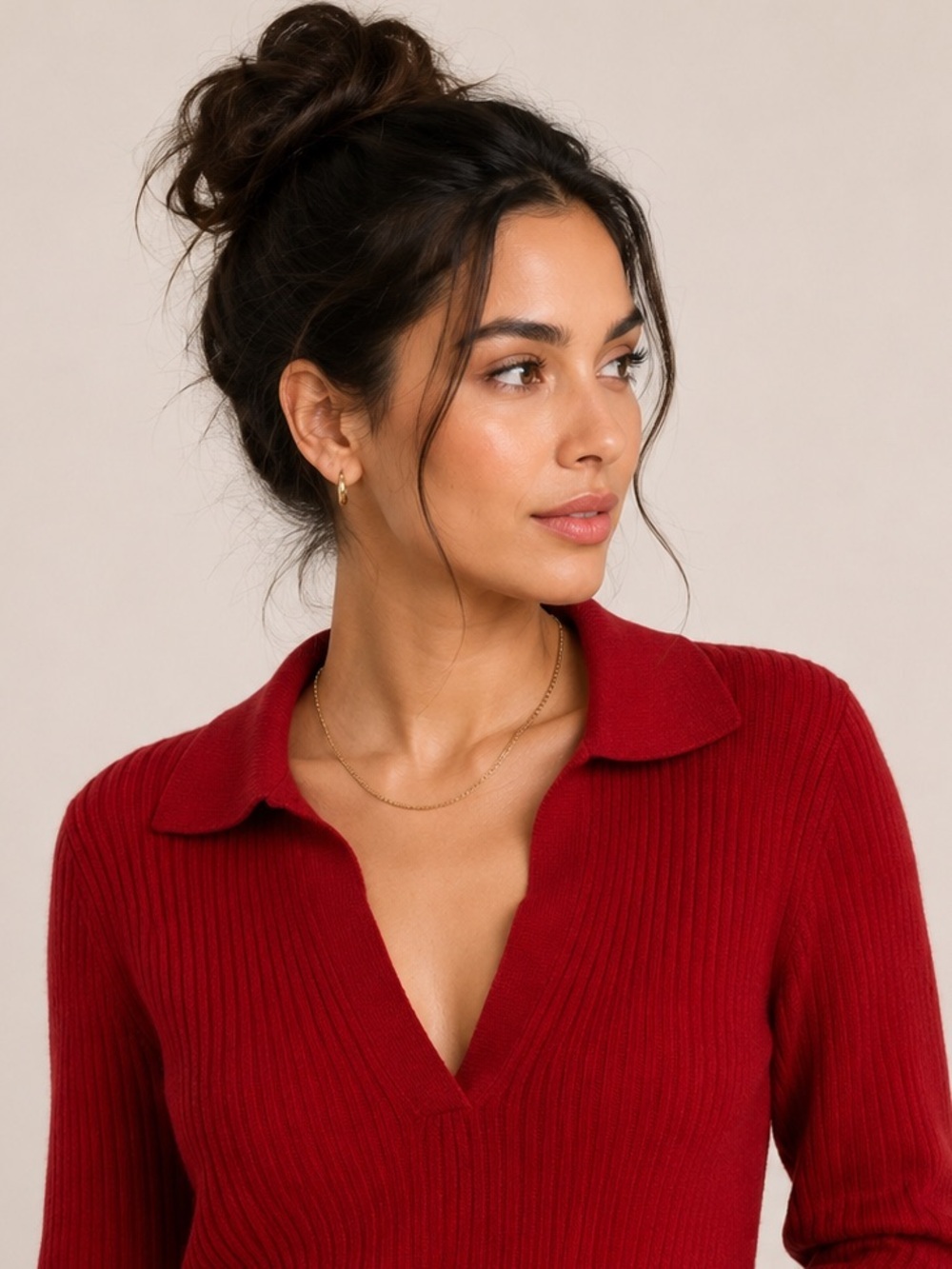 NWT Old Navy Ribbed Crop Polo Sweater Red Size Small Petite - Picture 3 of 10